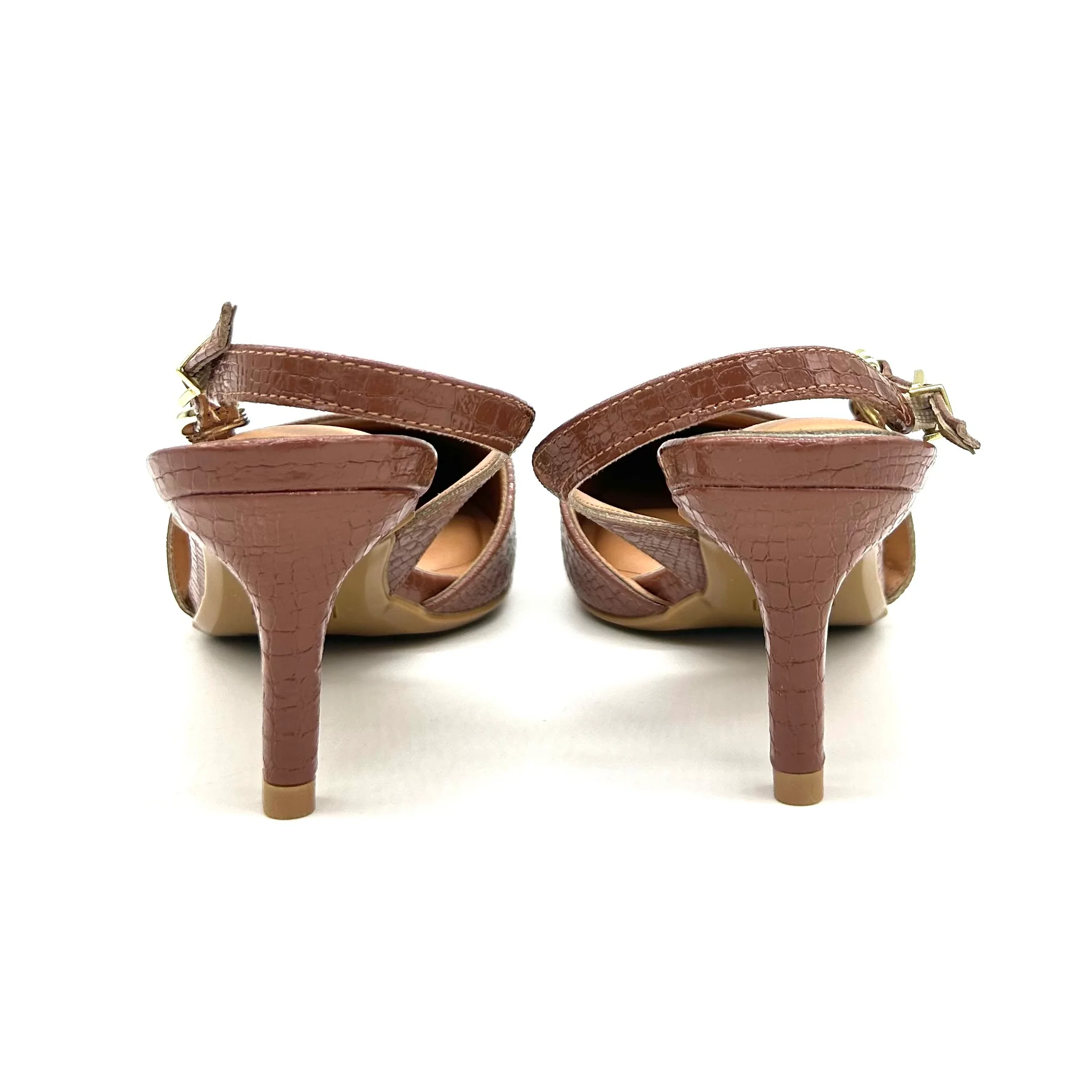 Vizzano 1456-104 Mid Heel Pointy Toe Slingback Pump in Mocha - Image 3