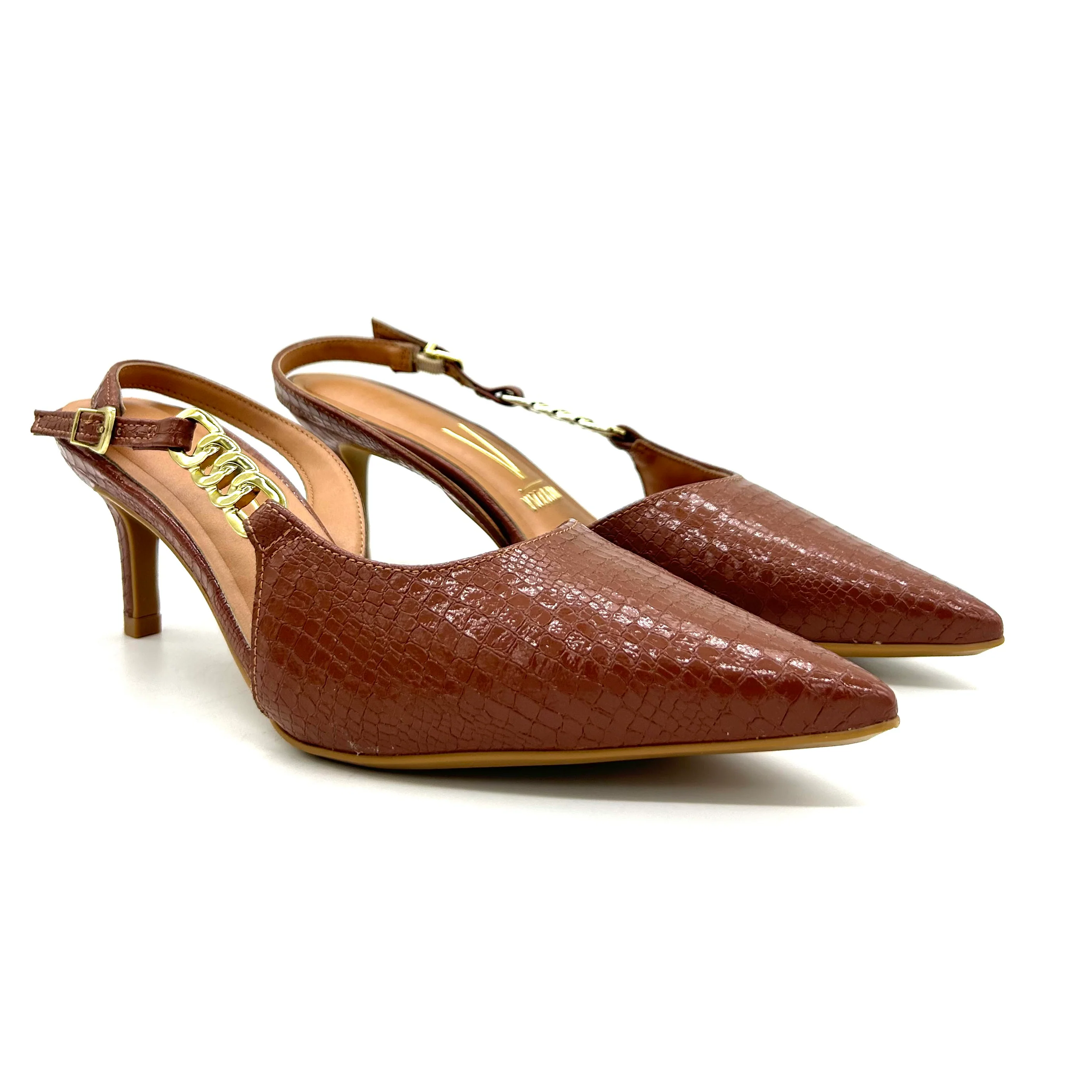 Vizzano 1456-104 Mid Heel Pointy Toe Slingback Pump in Mocha - Image 7