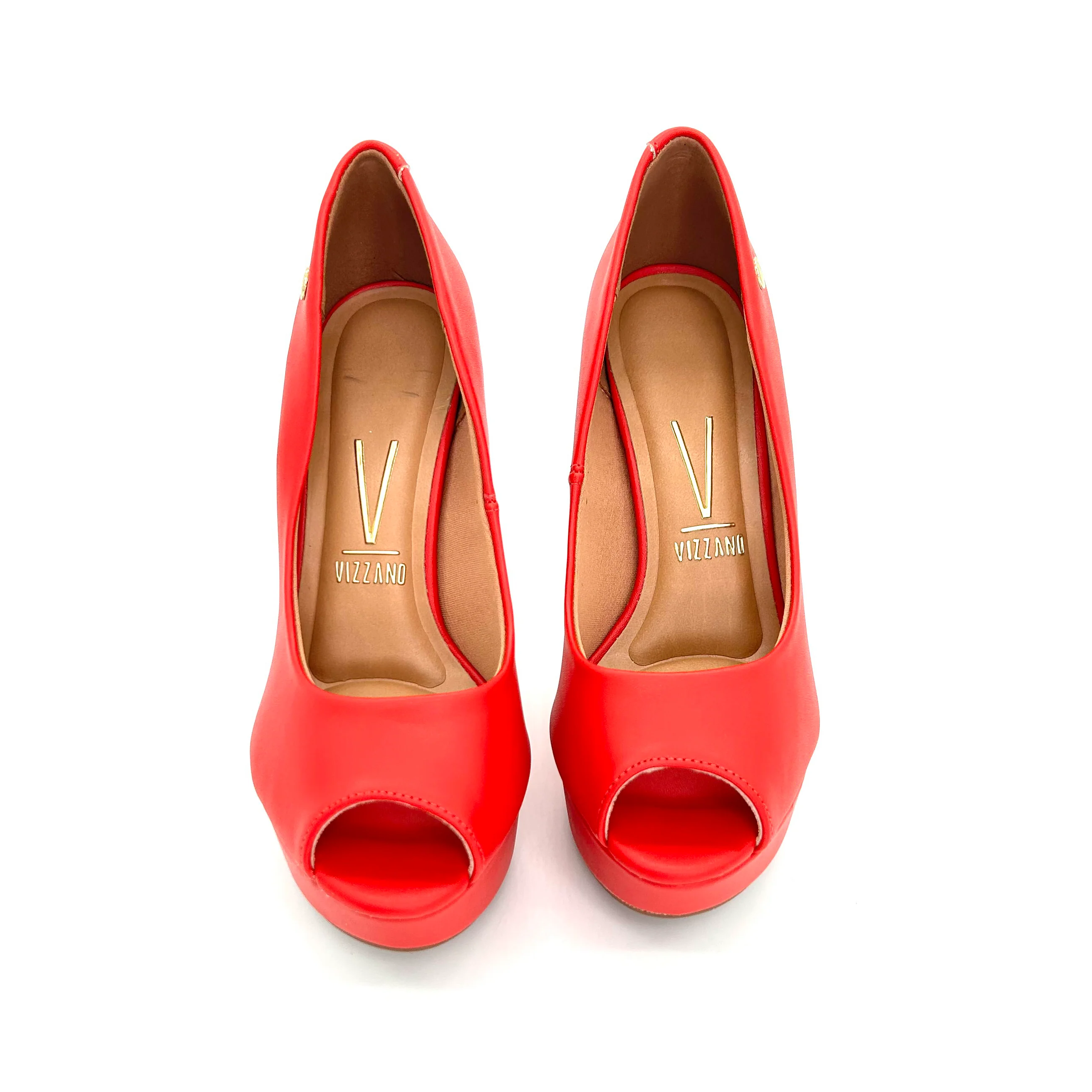 Vizzano 1830-500 Peeptoe Platform Pump in Red Napa - Image 2