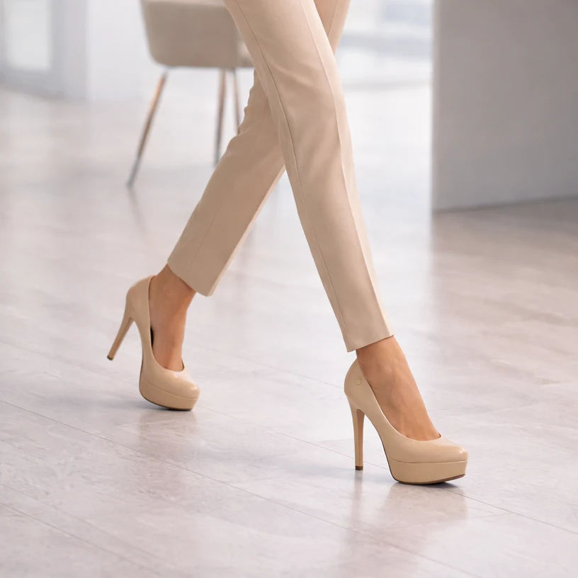 Vizzano 1830-501 Platform Pump in Beige Napa - Image 4
