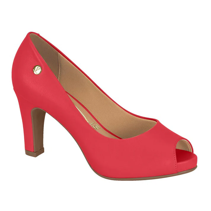 Vizzano 1840-300 Mid Heel Peeptoe Pump in Red Napa