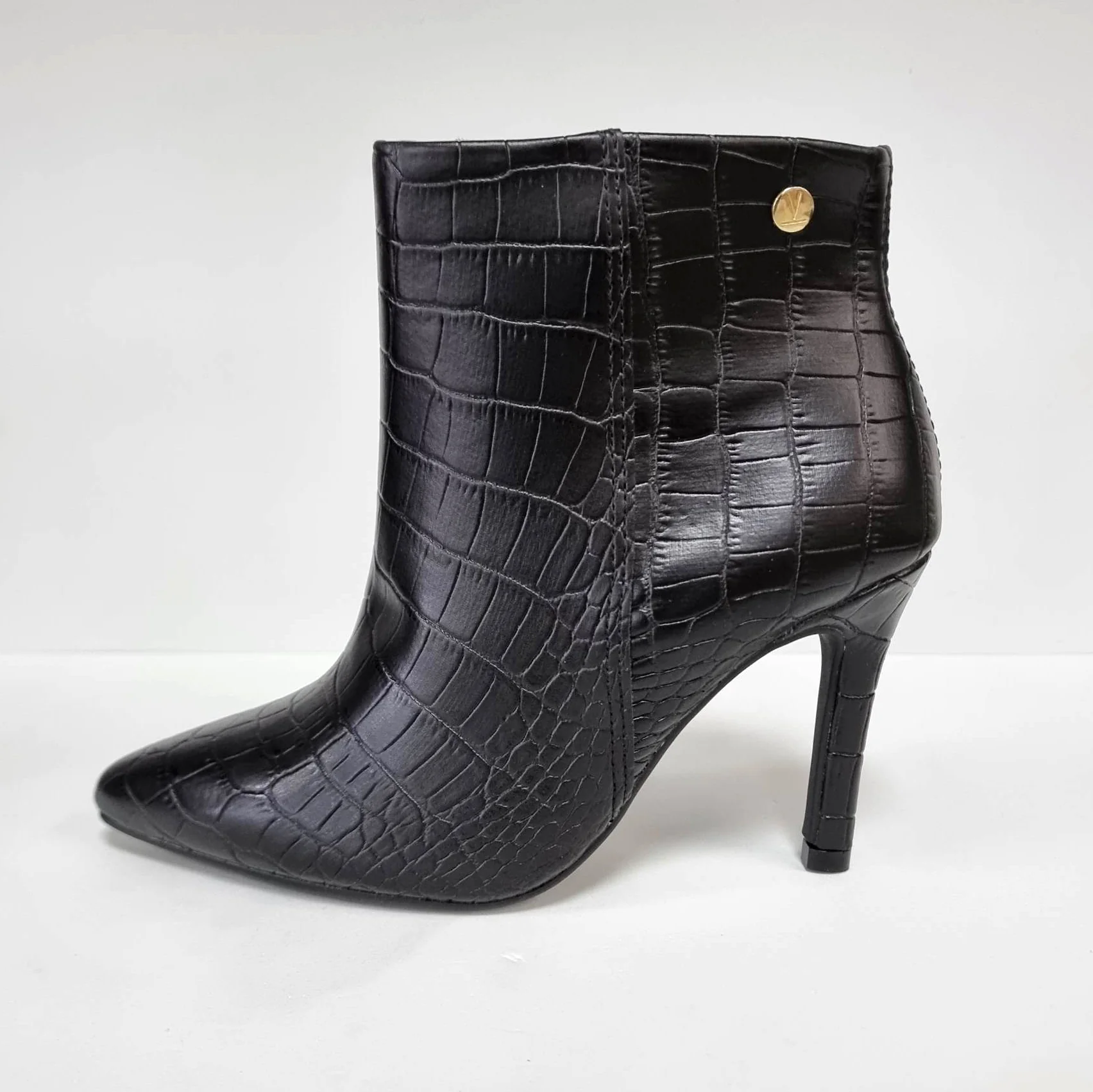 Vizzano 3049-219 Pointy Toe Stiletto Heel Ankle Boot in Black Croc - Image 5