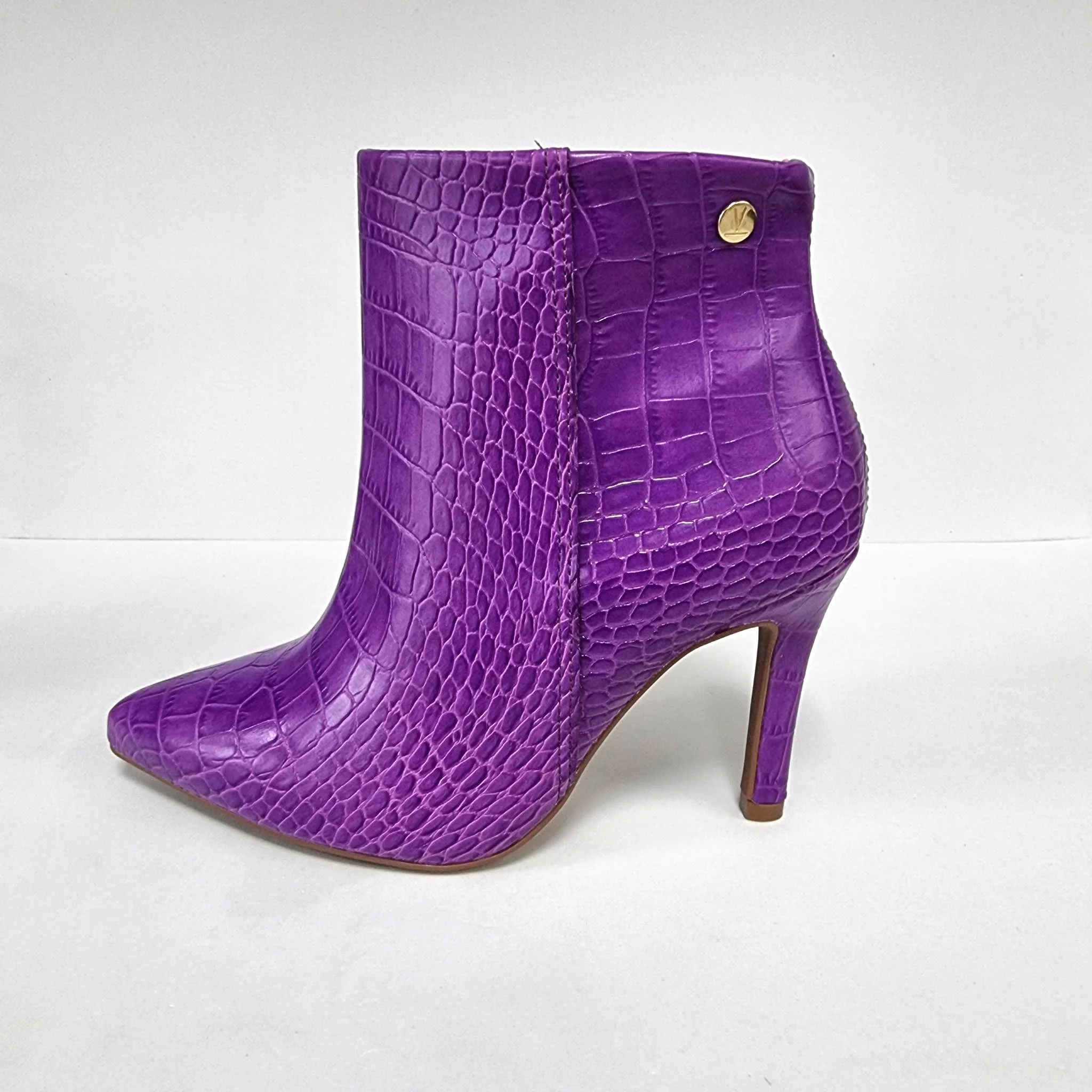Vizzano 3049-219 Pointy Toe Stiletto Heel Ankle Boot in Light Violet Croc - Image 3