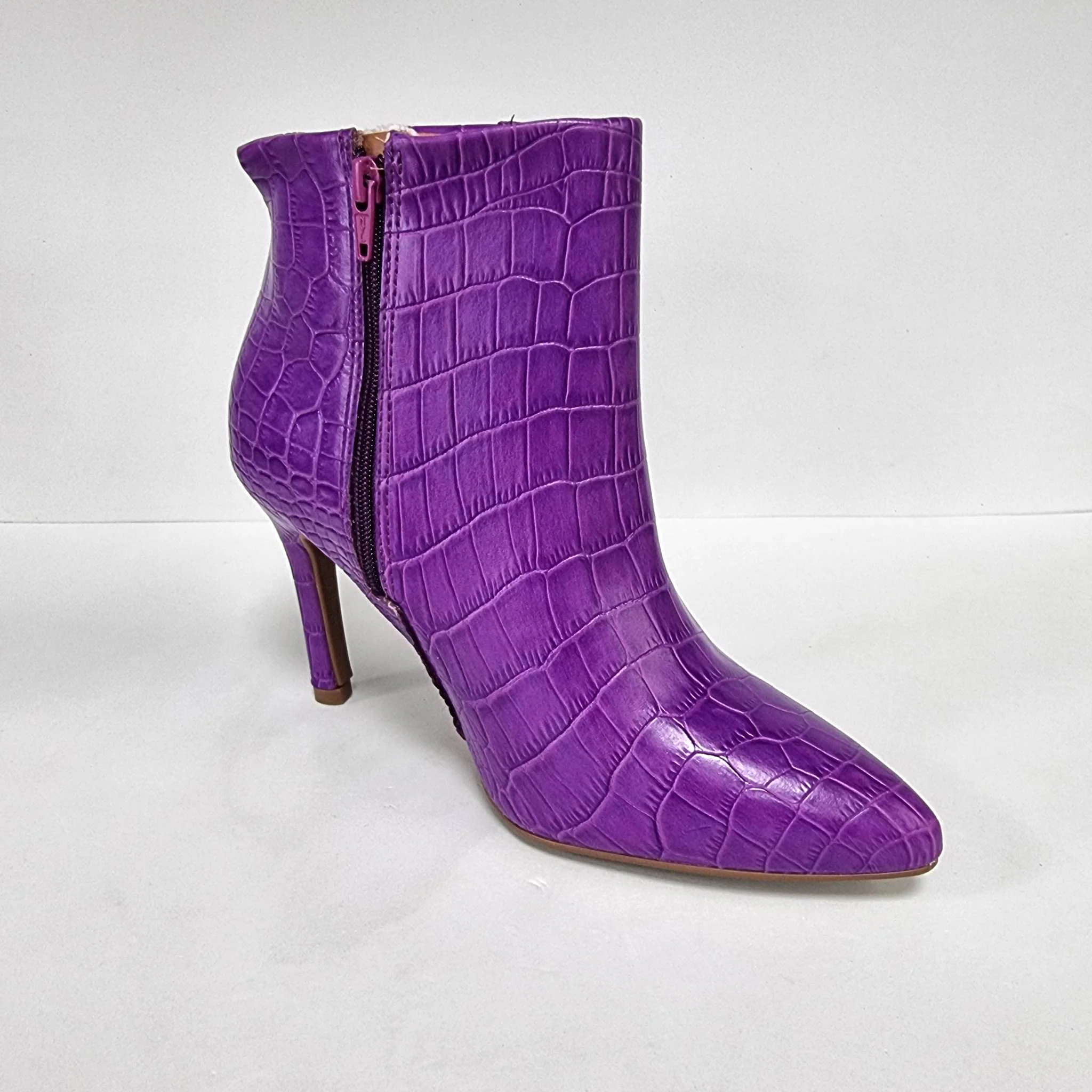 Vizzano 3049-219 Pointy Toe Stiletto Heel Ankle Boot in Light Violet Croc - Image 5