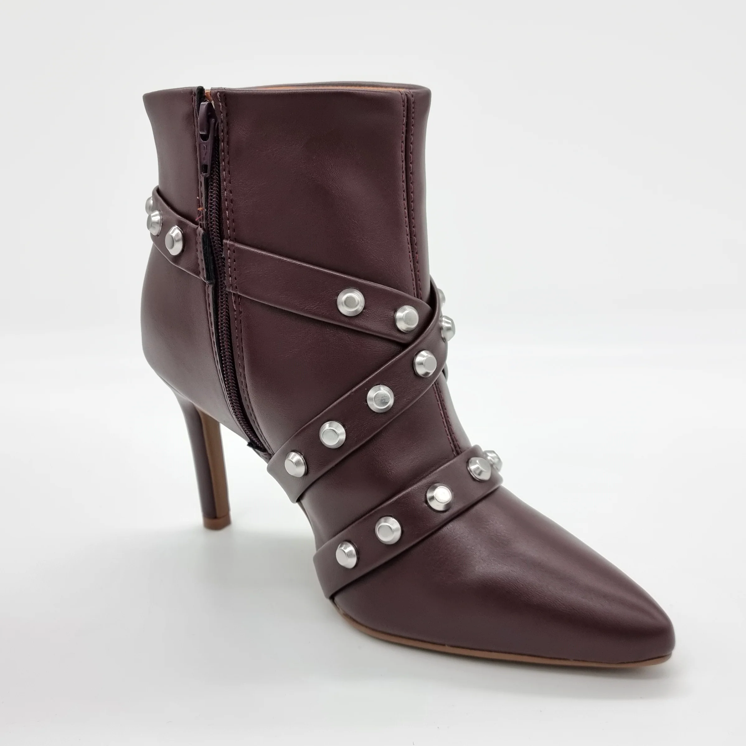 Vizzano 3049-247 Pointy Toe Stiletto Heel Ankle Boot in Burgundy - Image 6