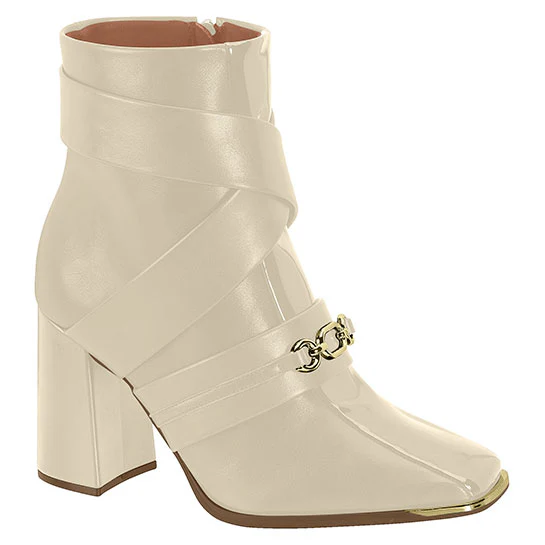 Vizzano 3085-102 Block Heel Square Toe Ankle Boot in Cream Napa