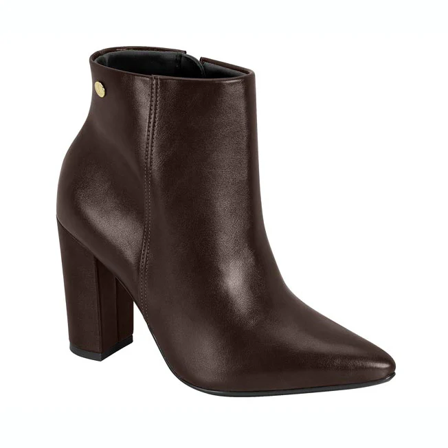 Vizzano 3105-100 Block Heel Pointy Toe Ankle Boot in Cocoa