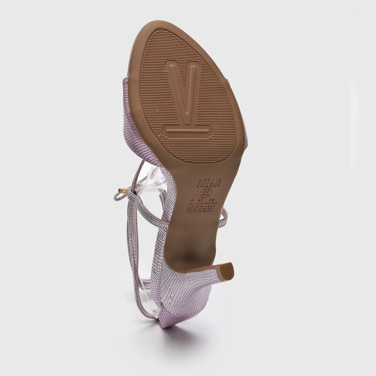 Vizzano 6249-781 Strappy High Heel Sandal in Pink Metal Lizard - Image 5