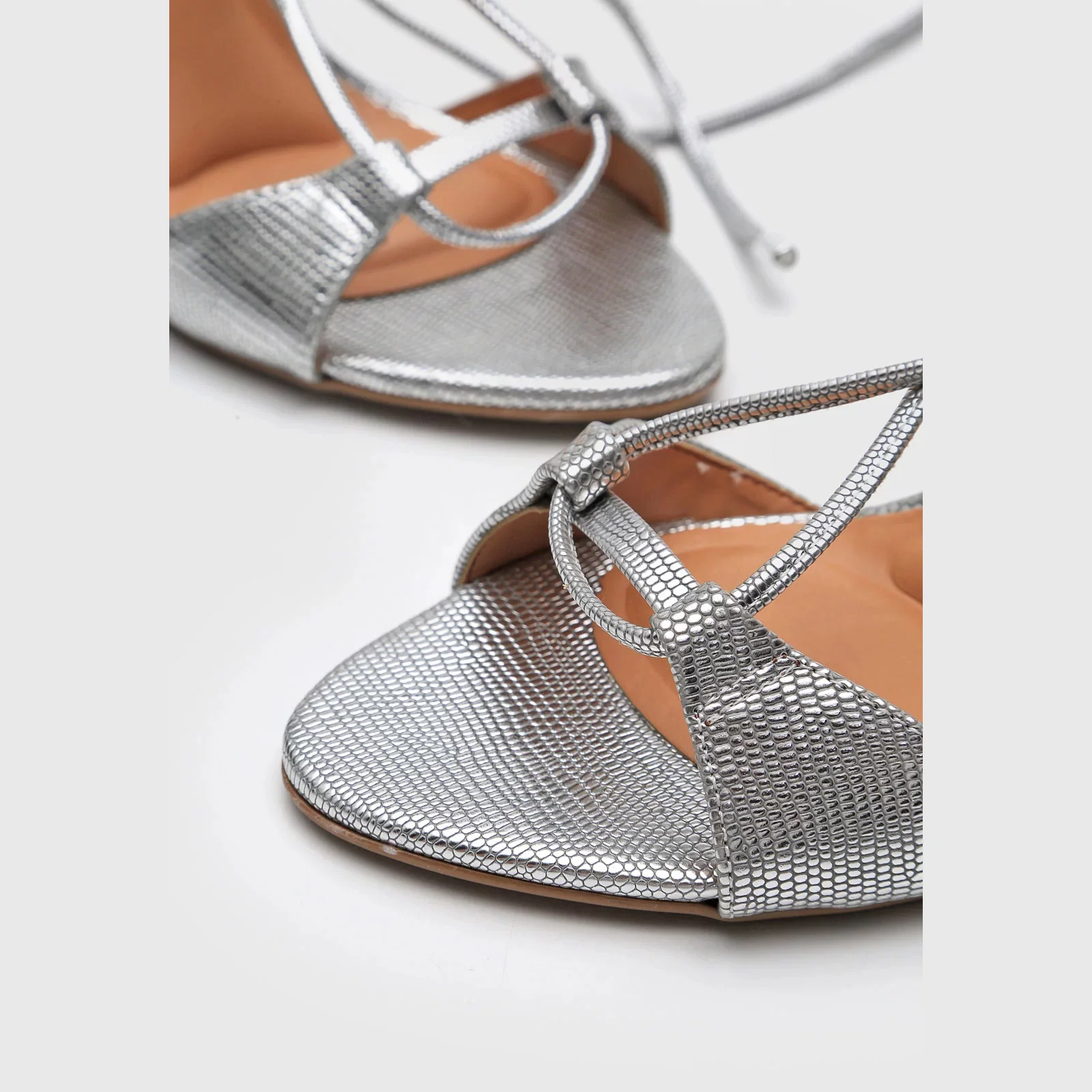Vizzano 6249-781 Strappy High Heel Sandal in Silver Metal Lizard - Image 7