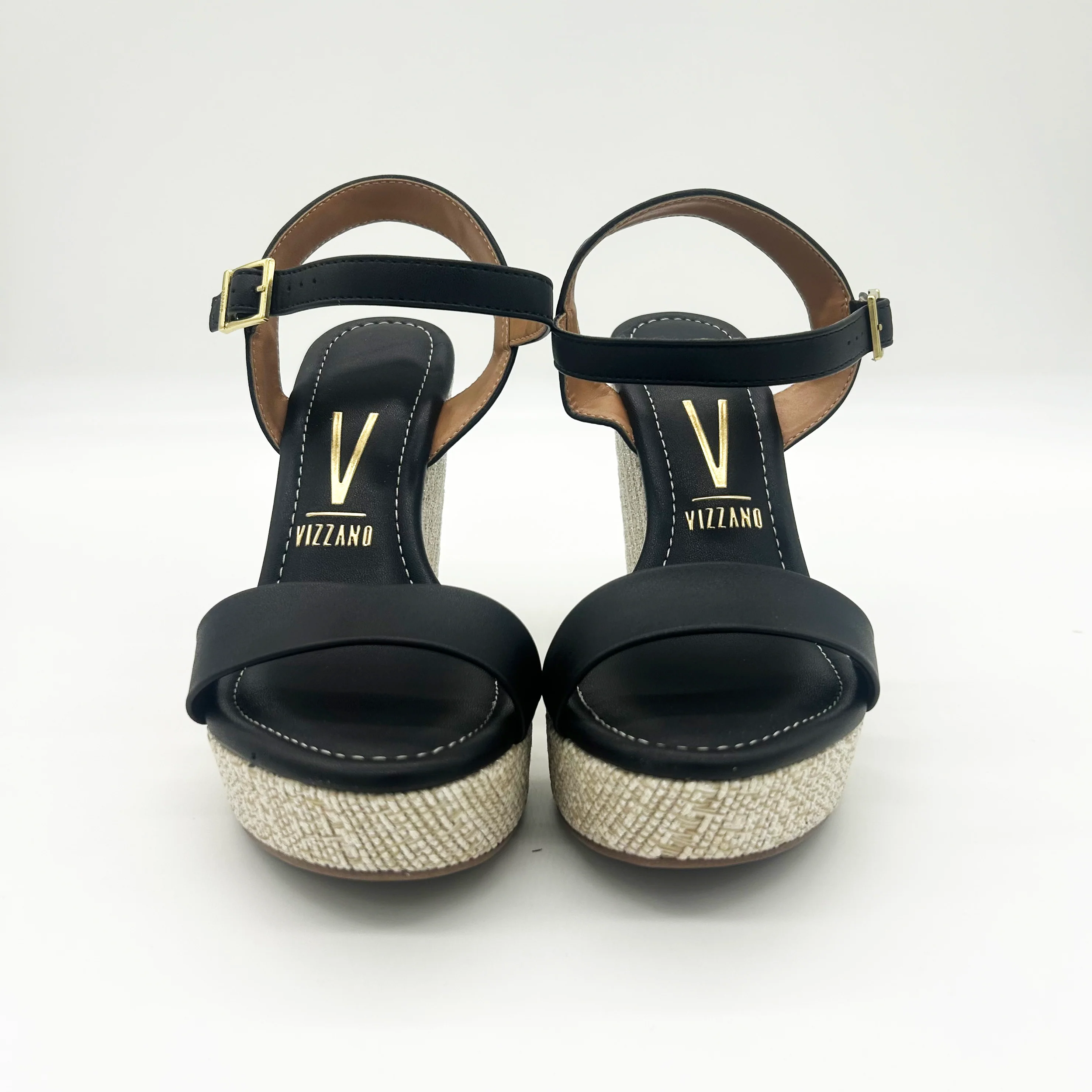Vizzano 6283-2000 Raffia Wedge Sandal in Black Napa - Image 2