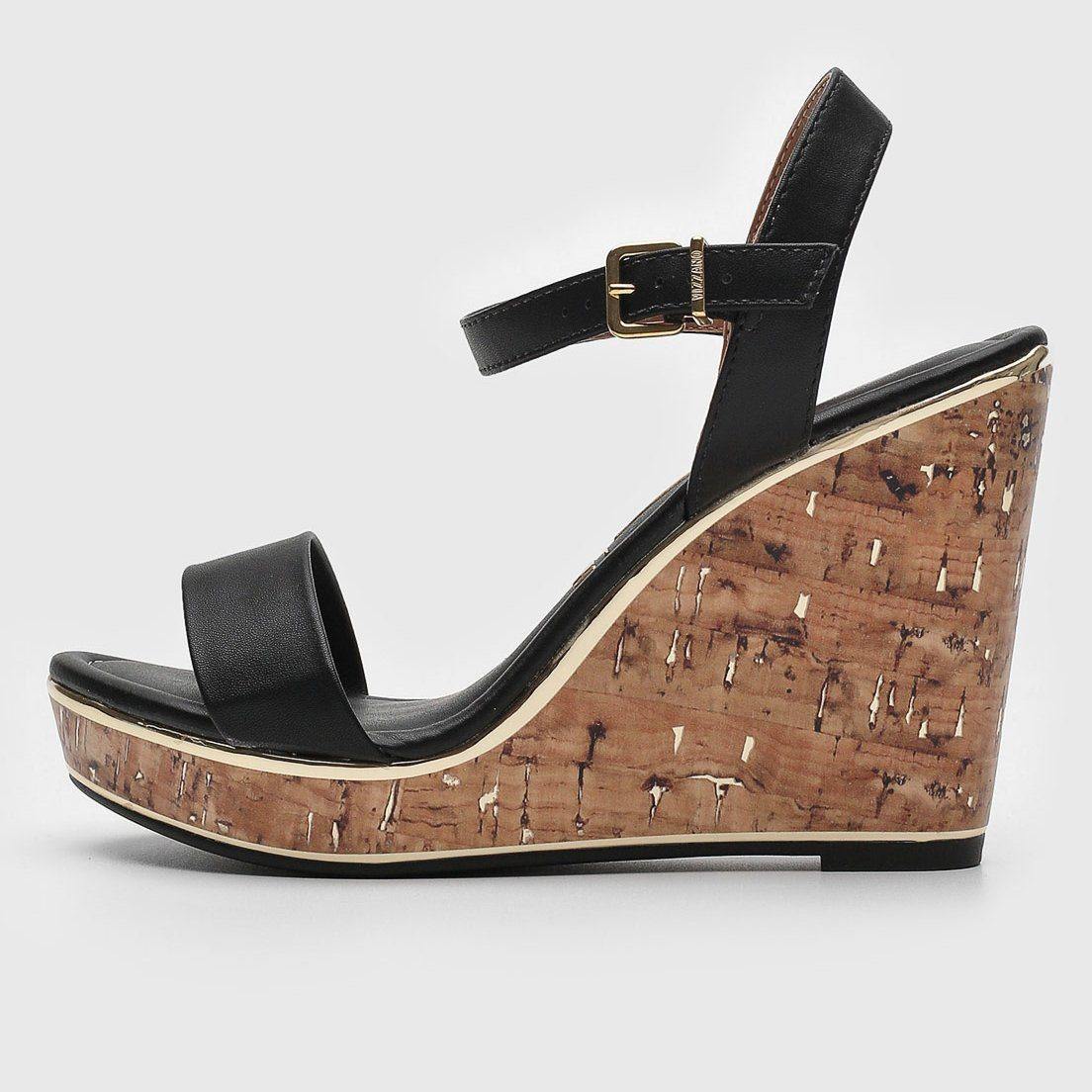 Vizzano 6283-4700 Wedge Sandal in Black Napa - Image 2
