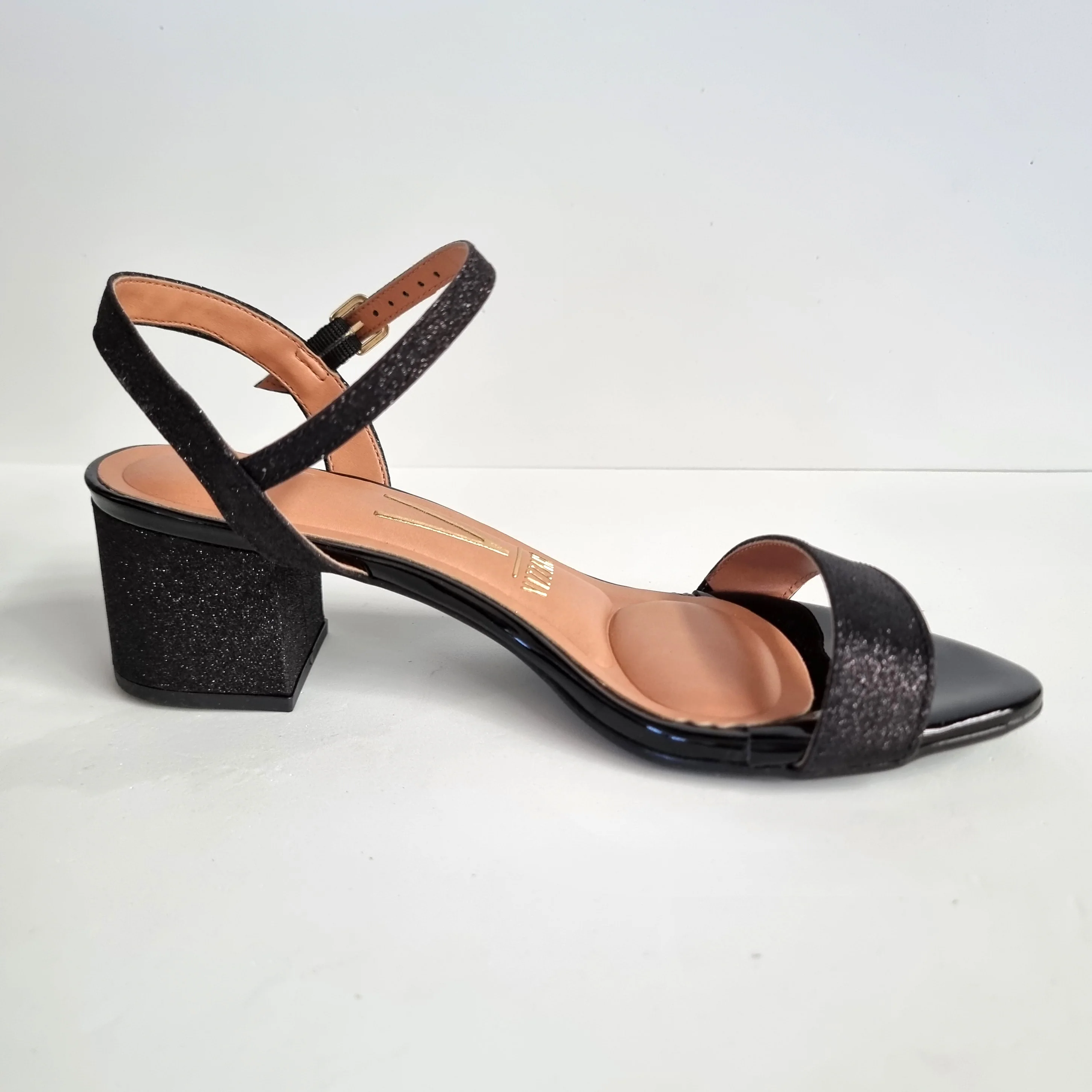 Vizzano 6291-900 Low Heel Sandal in Black Glitter - Image 5