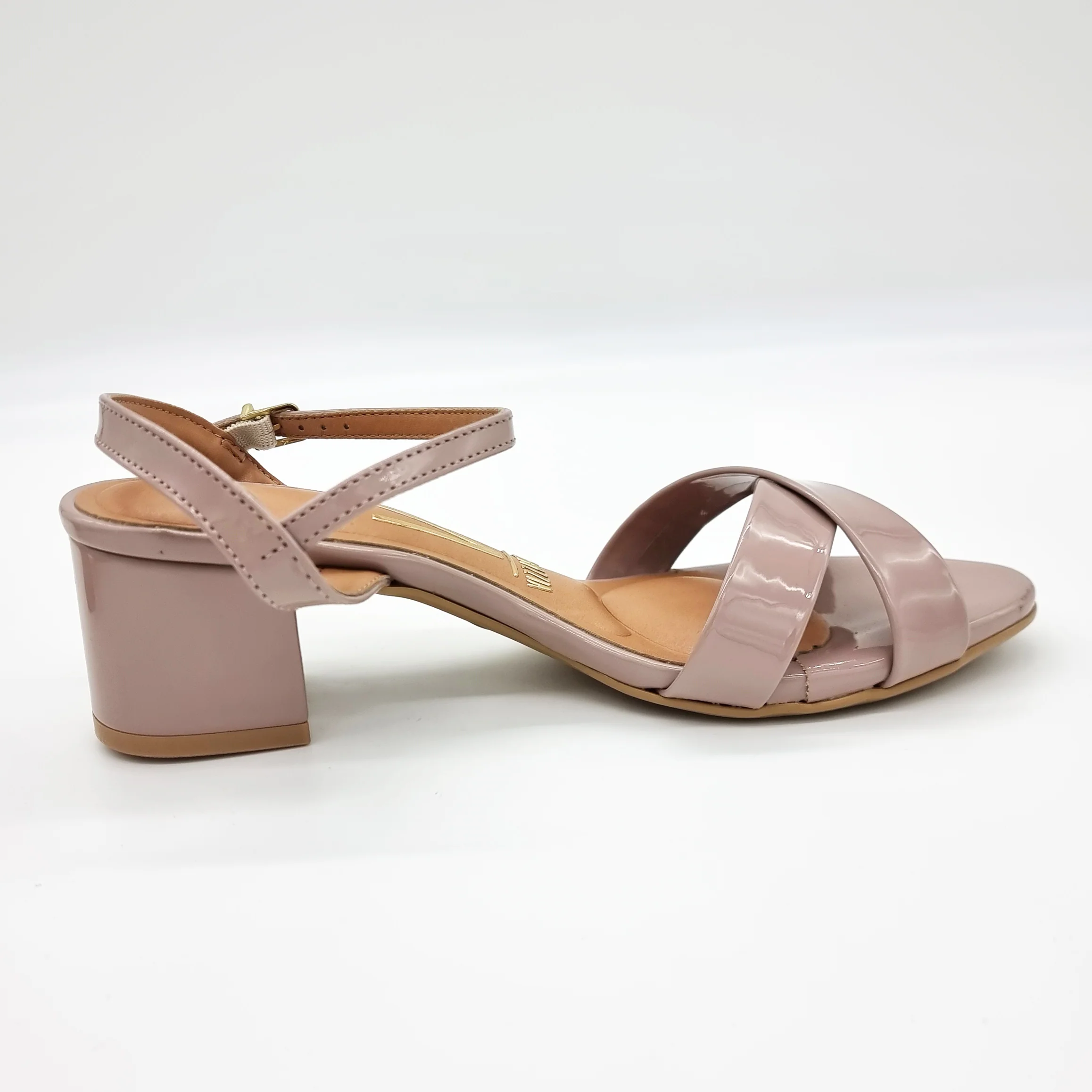 Vizzano 6291-927 Block Heel Sandal in Taupe Patent - Image 3