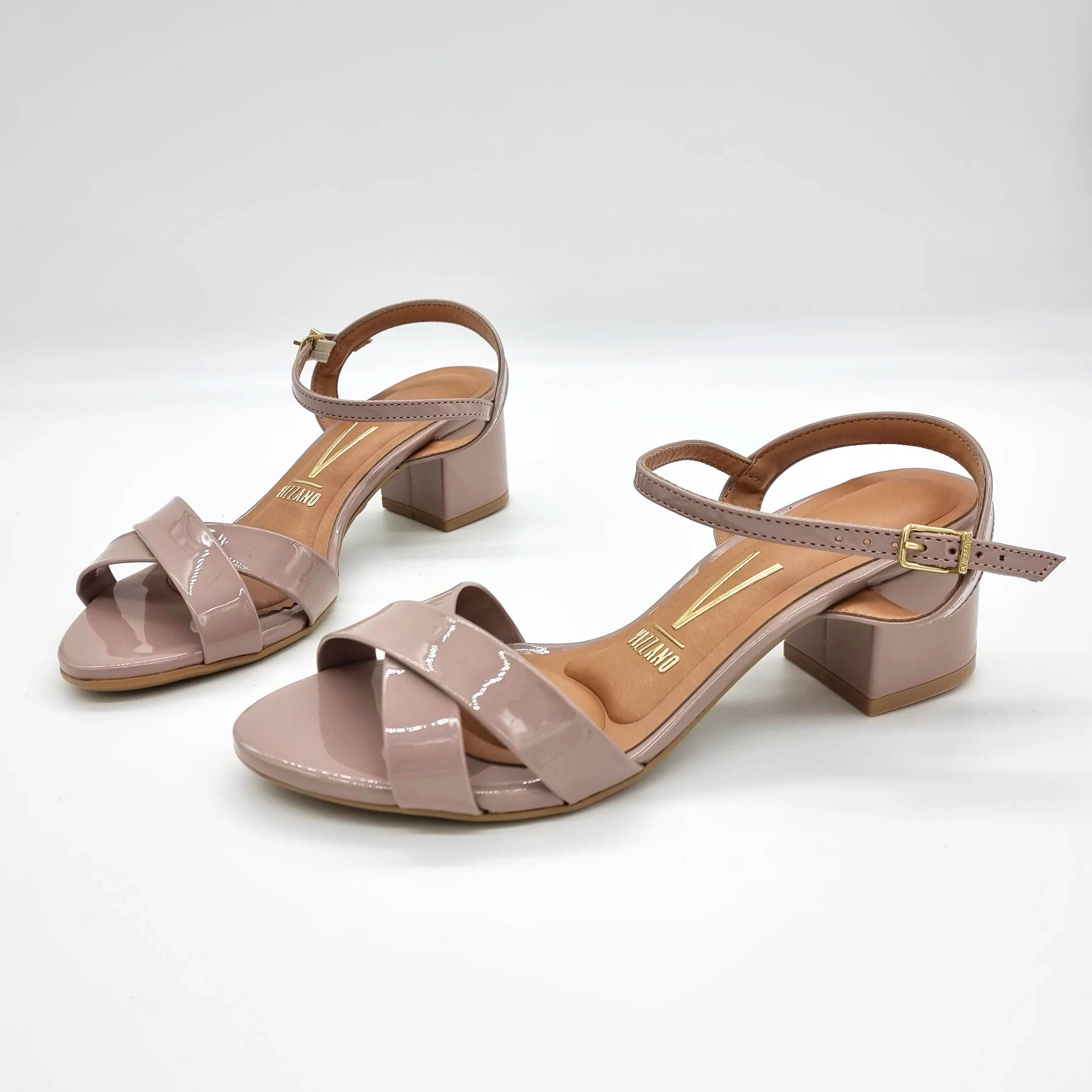 Vizzano 6291-927 Block Heel Sandal in Taupe Patent - Image 5