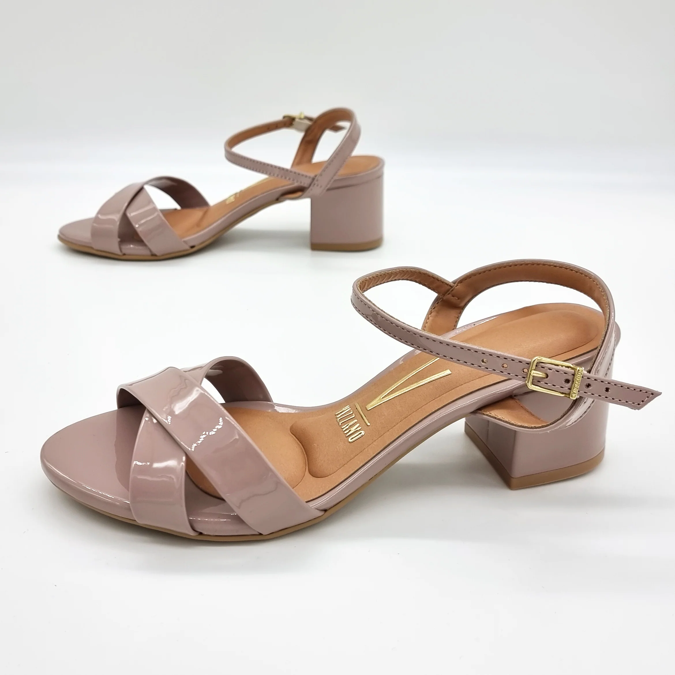 Vizzano 6291-927 Block Heel Sandal in Taupe Patent - Image 6