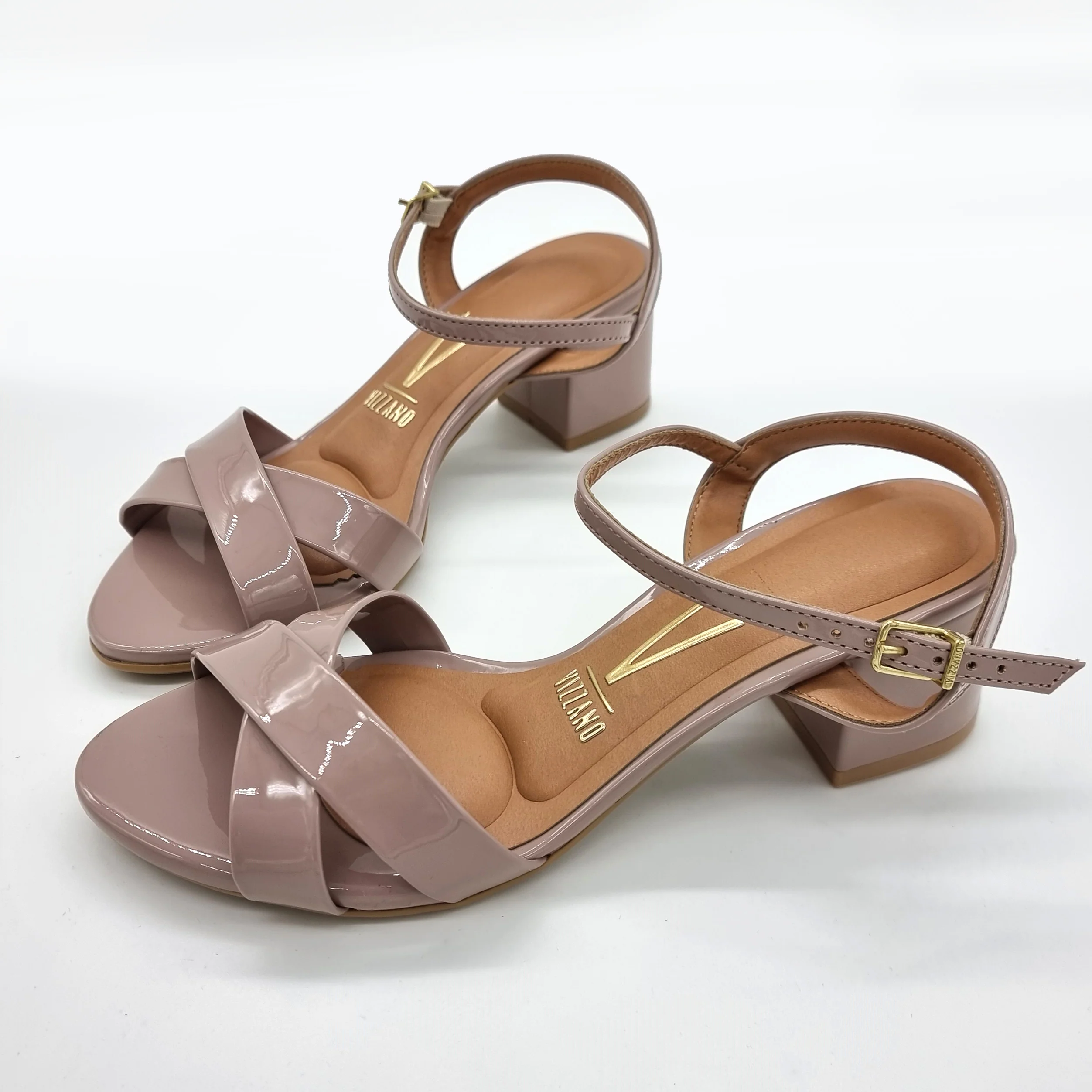 Vizzano 6291-927 Block Heel Sandal in Taupe Patent - Image 7