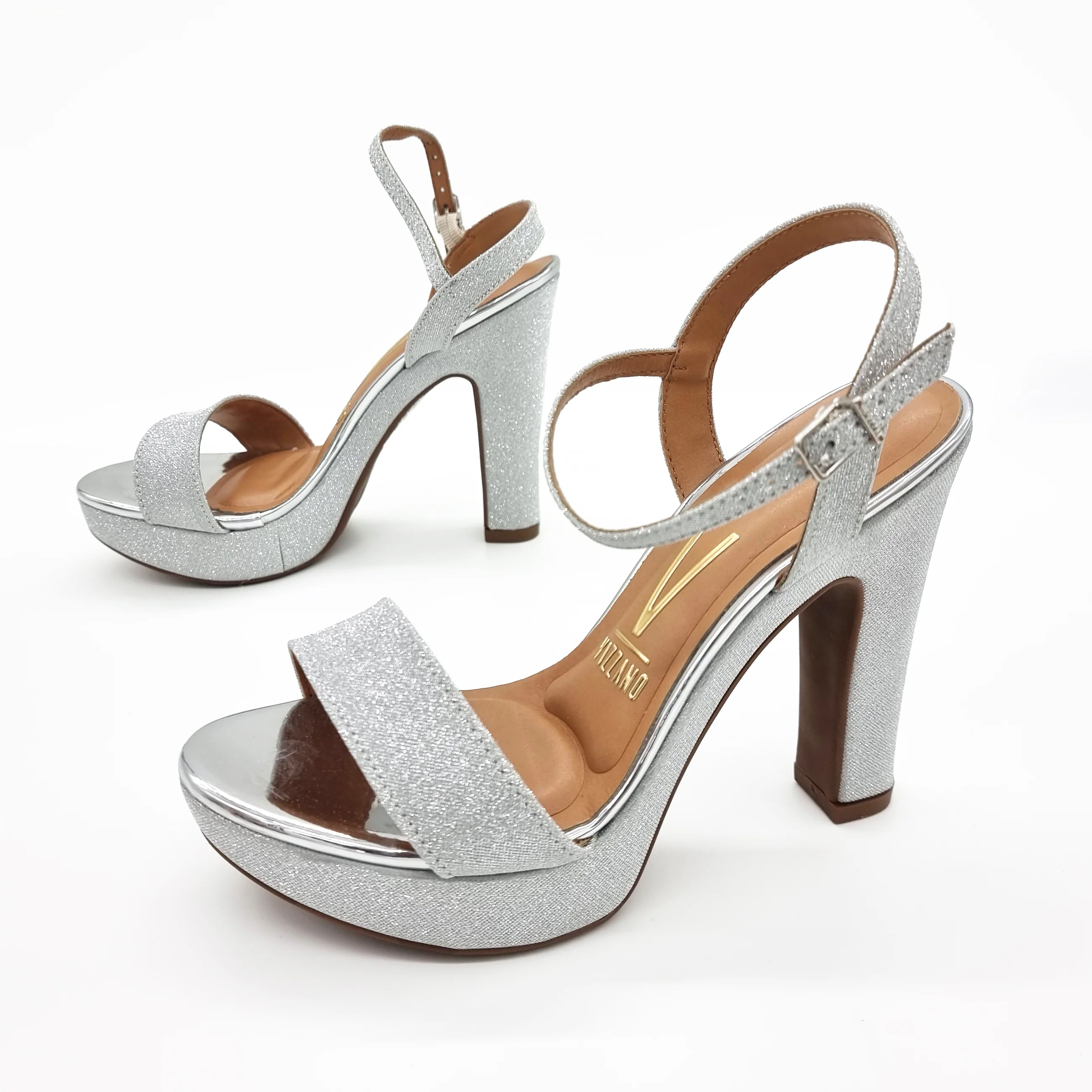 Vizzano 6292-200 High Heel Platform Sandal in Silver Shimmer - Image 3