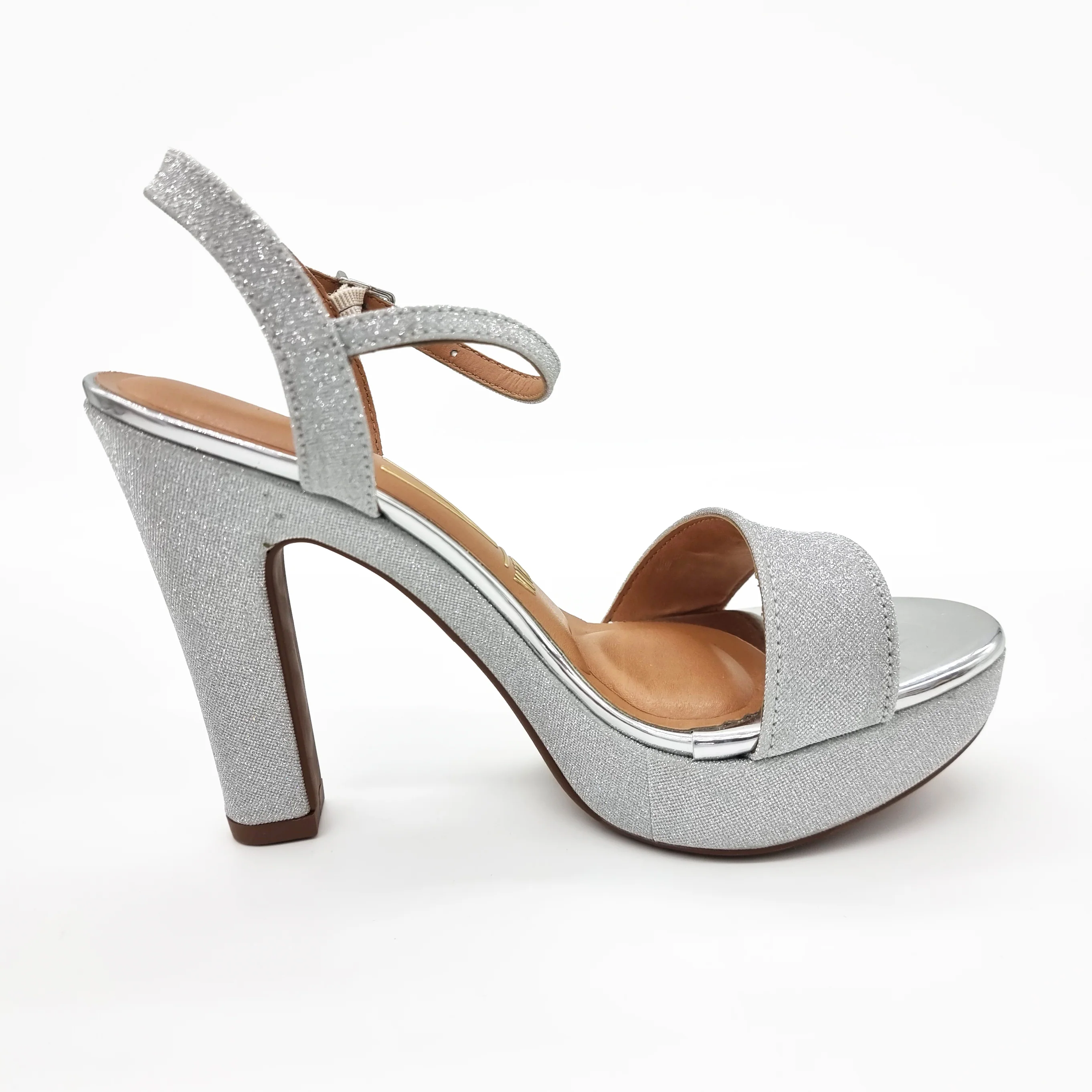Vizzano 6292-200 High Heel Platform Sandal in Silver Shimmer - Image 4