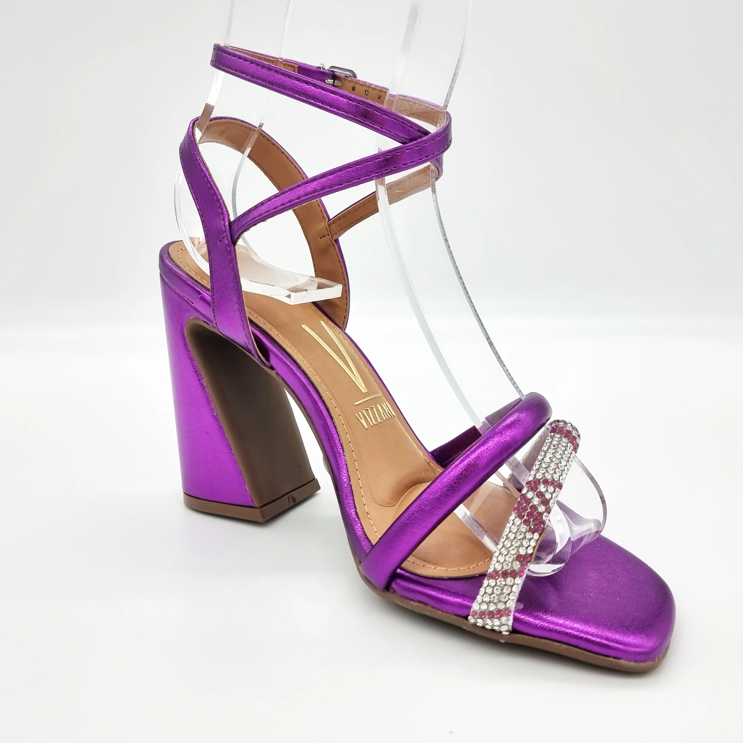Vizzano 6403-417 Block Heel Sandal in Purple Metal - Image 4