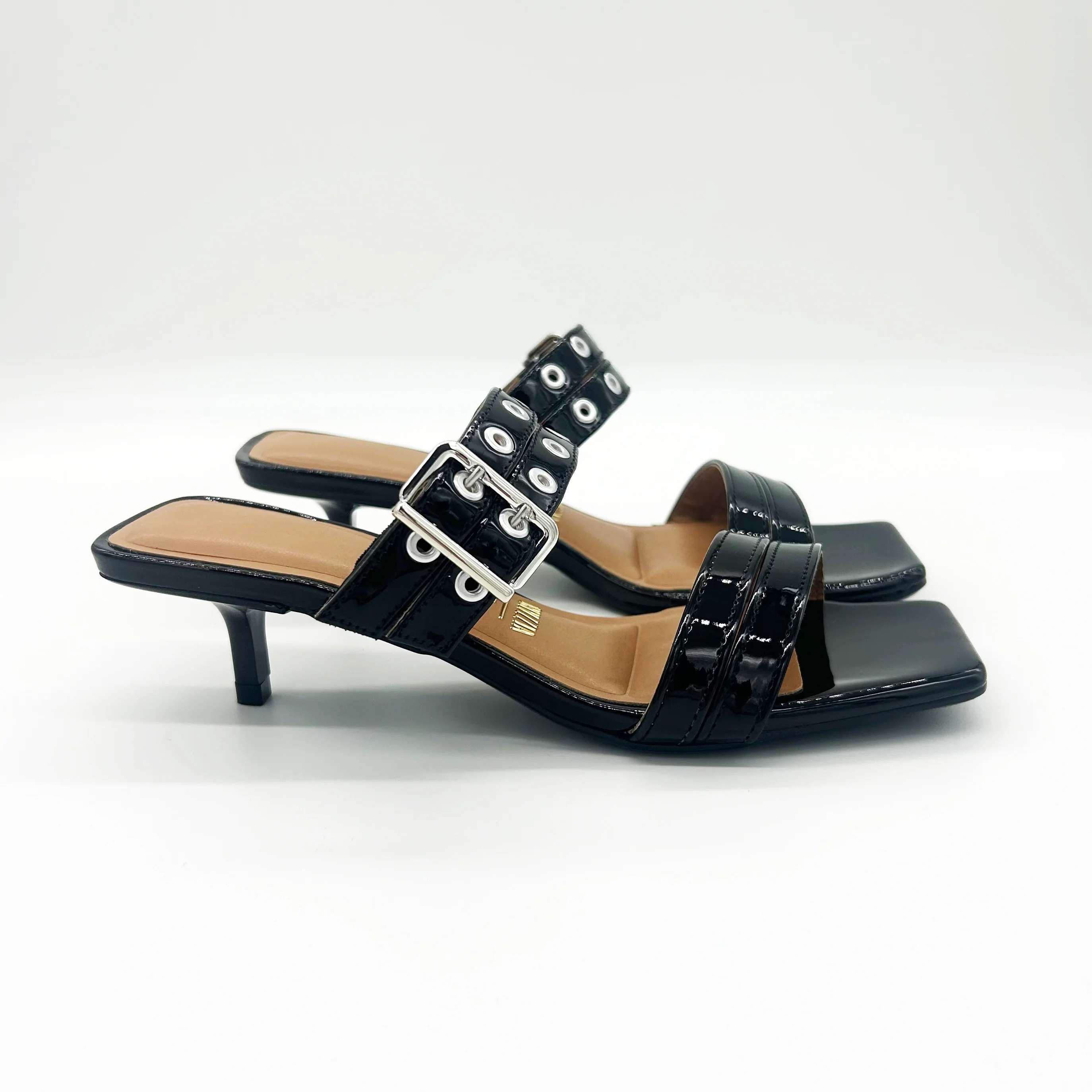 Vizzano 6518-103 Kitten Heel Mule in Black Patent - Image 4