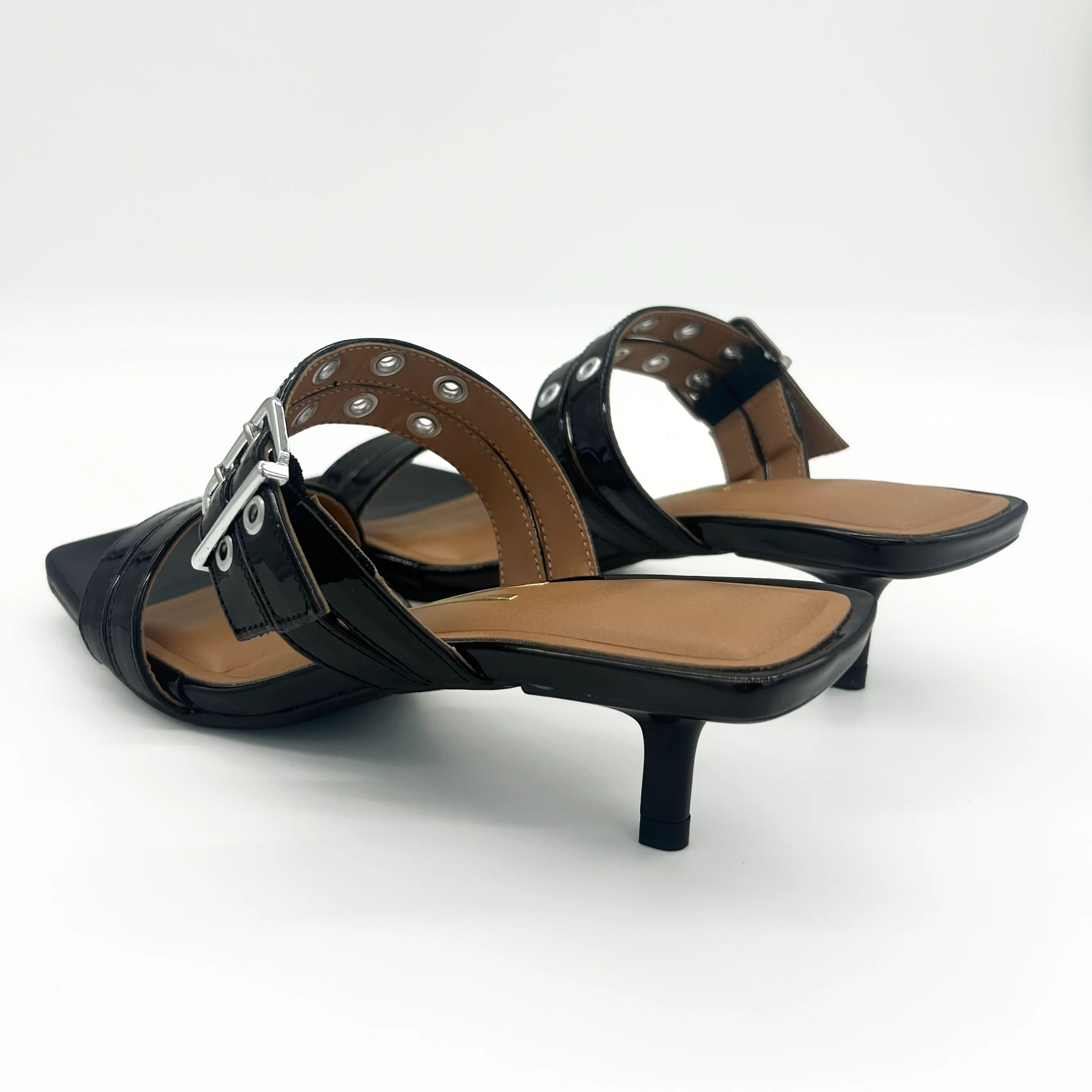 Vizzano 6518-103 Kitten Heel Mule in Black Patent - Image 6