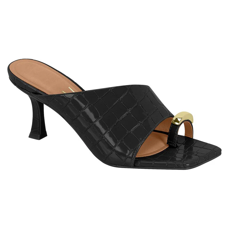 Vizzano 6536-102 Croc Effect Open Toe Mule Heel in Black