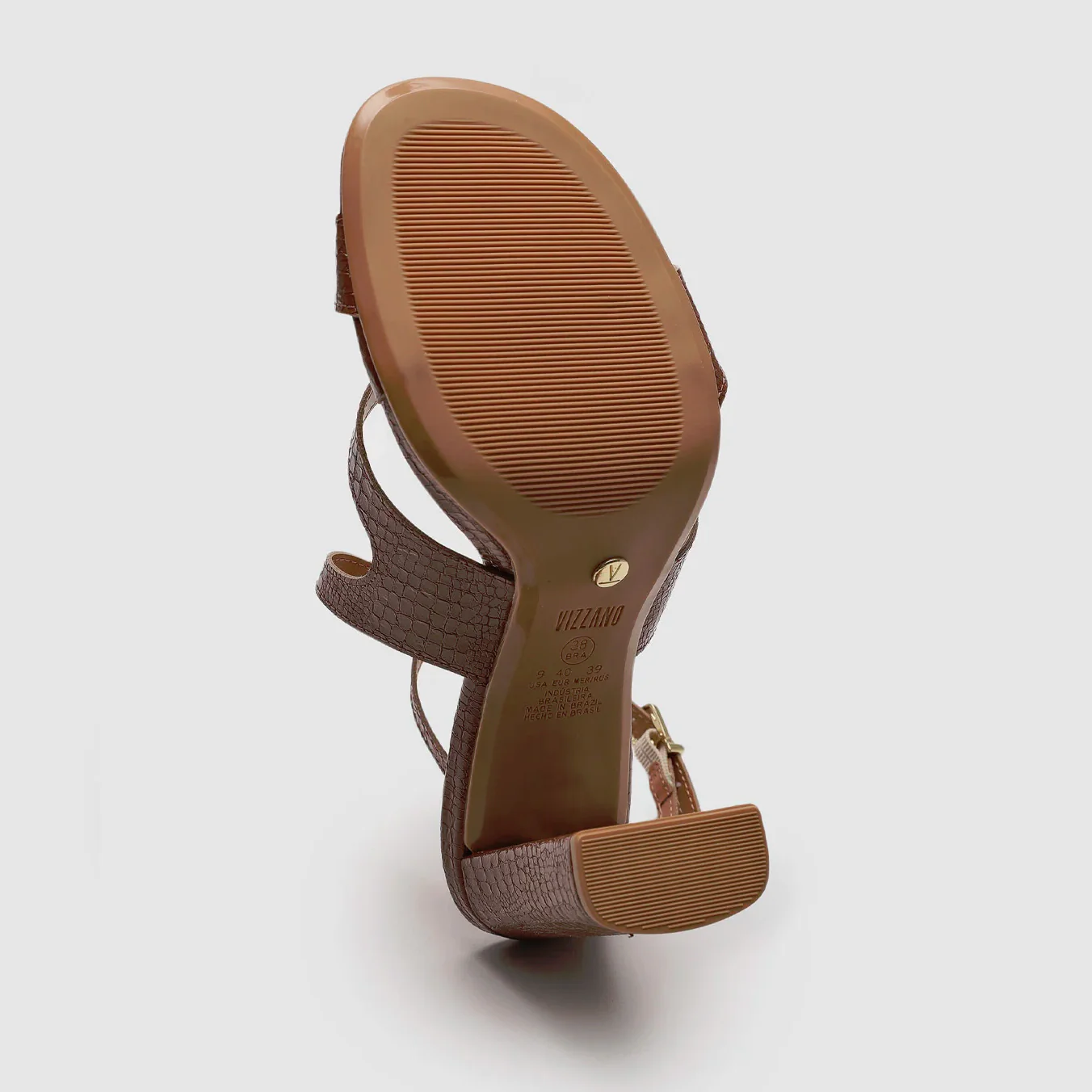 Vizzano 6550-102 Block Heel Croc-Embossed Sandal in Mocha - Image 4