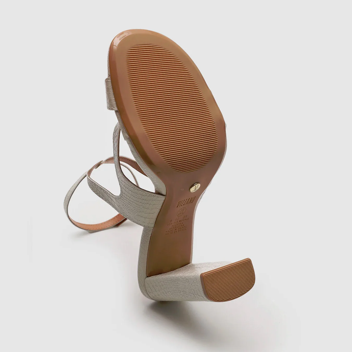 Vizzano 6550-102 Block Heel Croc-Embossed Sandal in Off White - Image 5