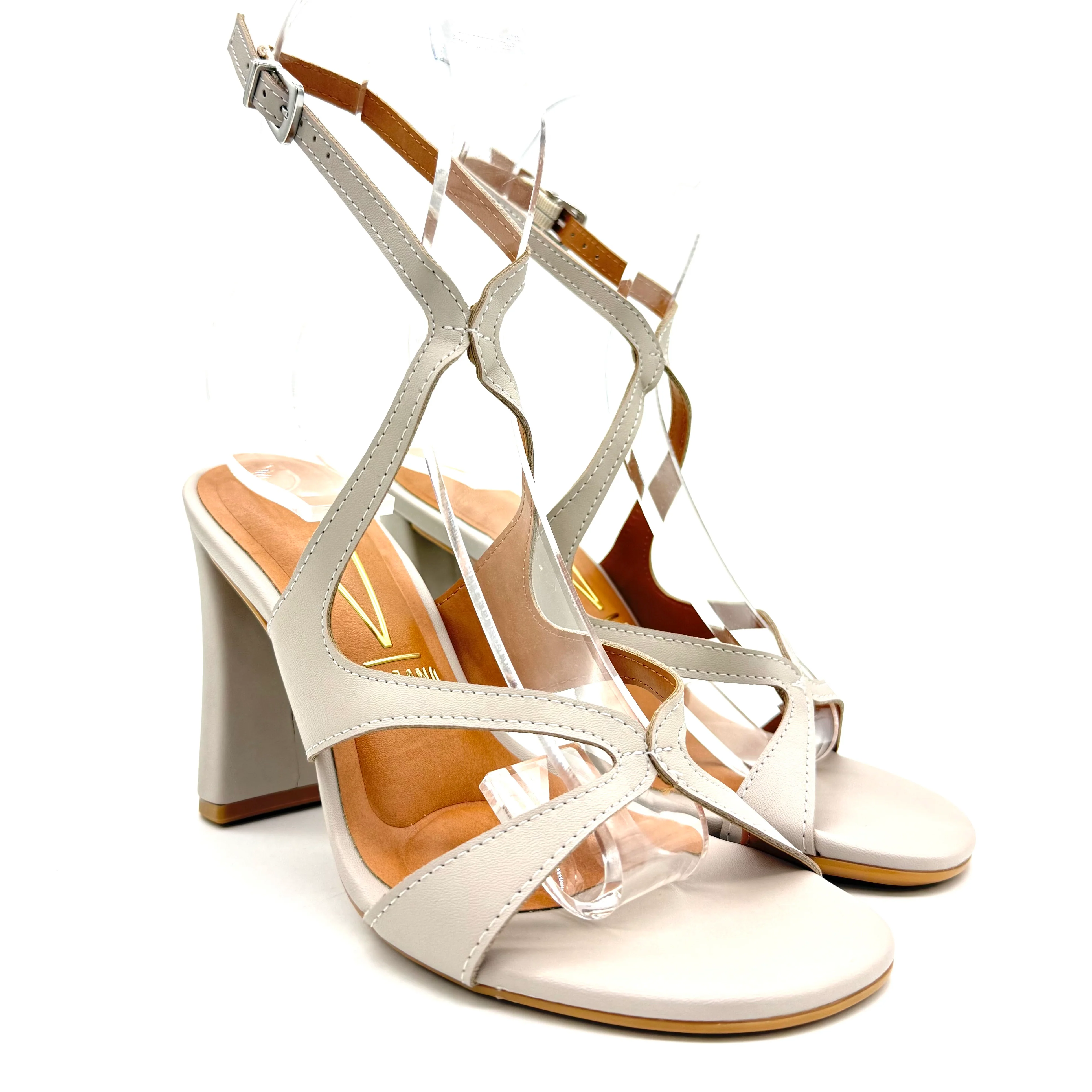 Vizzano 6550-102 Block Heel Sandal in Grey Napa - Image 2