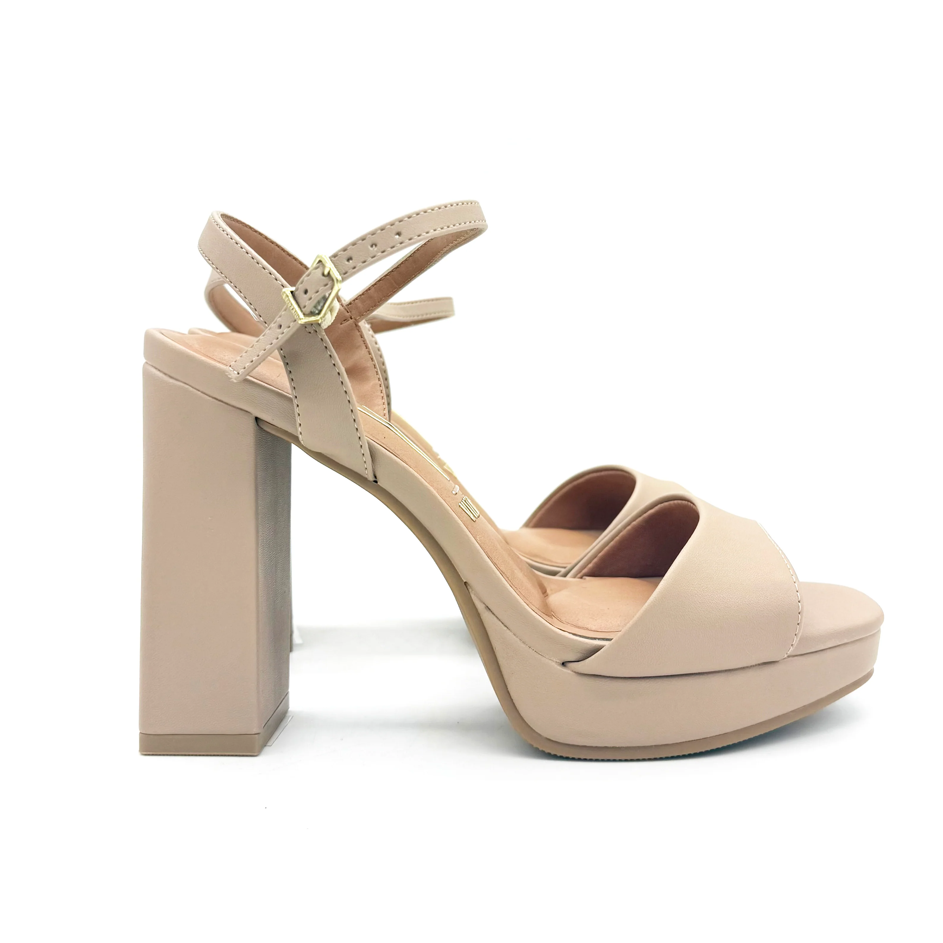 Vizzano 6551-100 Block Heel Platform Sandal in Beige Napa - Image 3