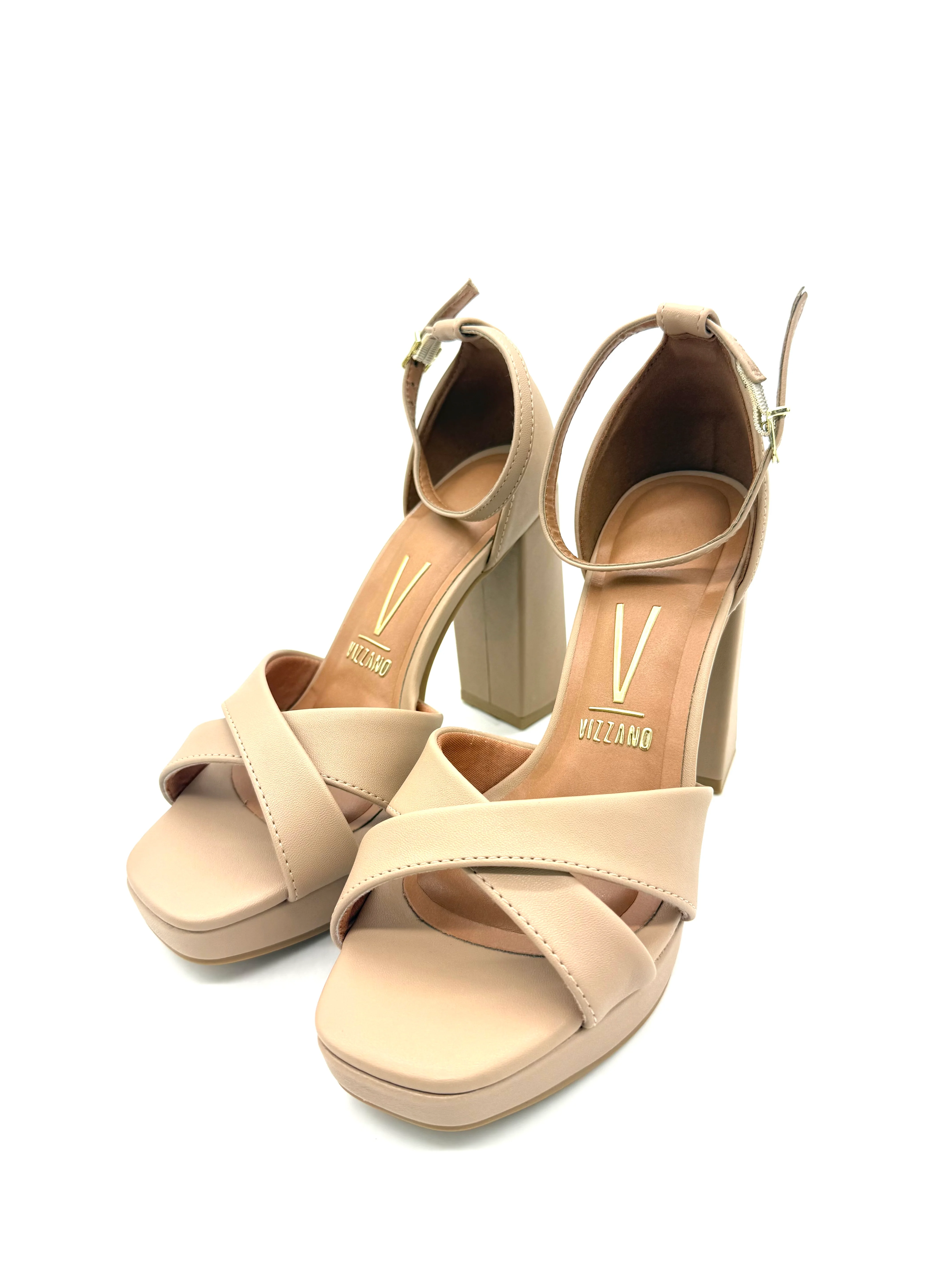 Vizzano 6551-103 Block Heel Platform Sandal in Beige Napa - Image 3