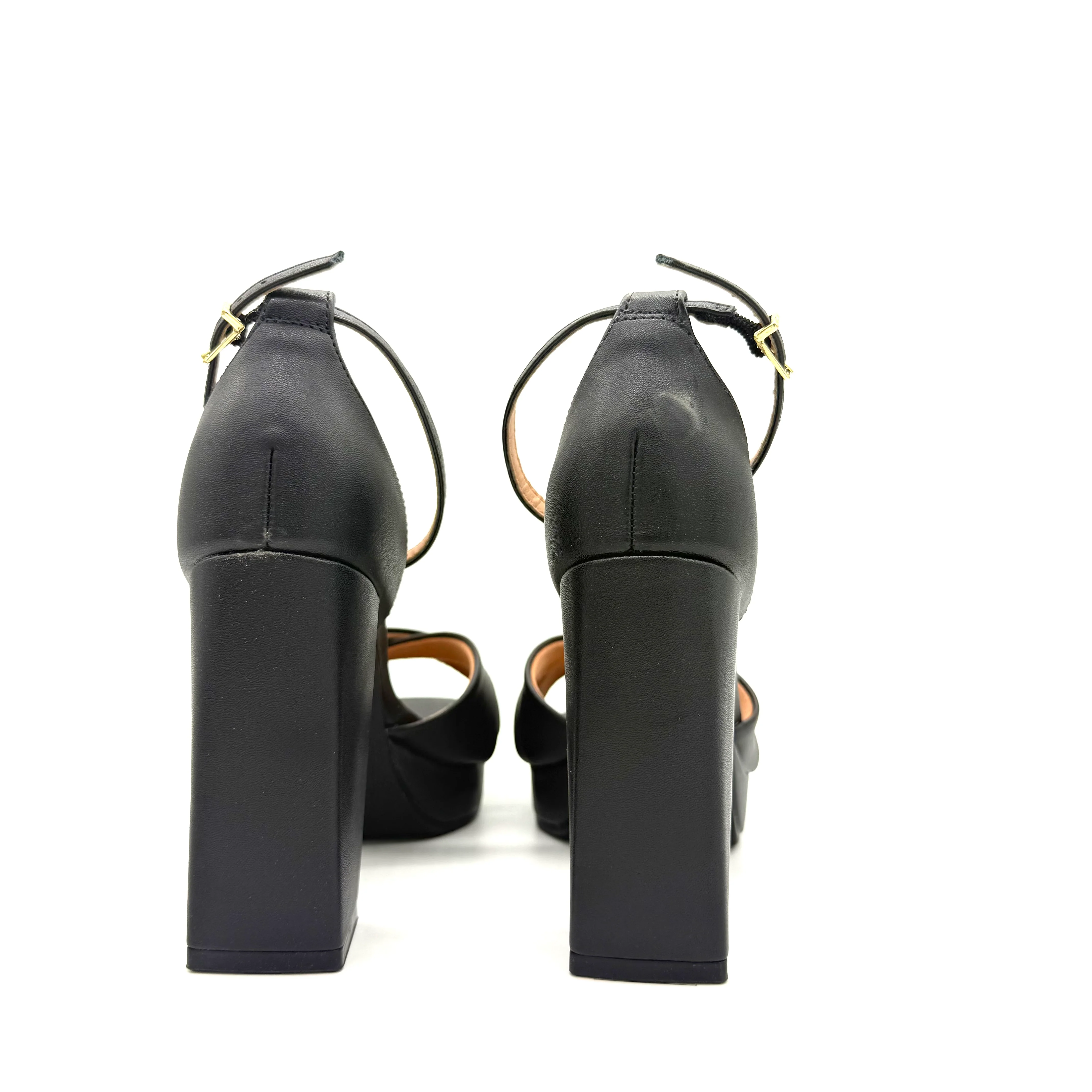 Vizzano 6551-103 Block Heel Platform Sandal in Black Napa - Image 4